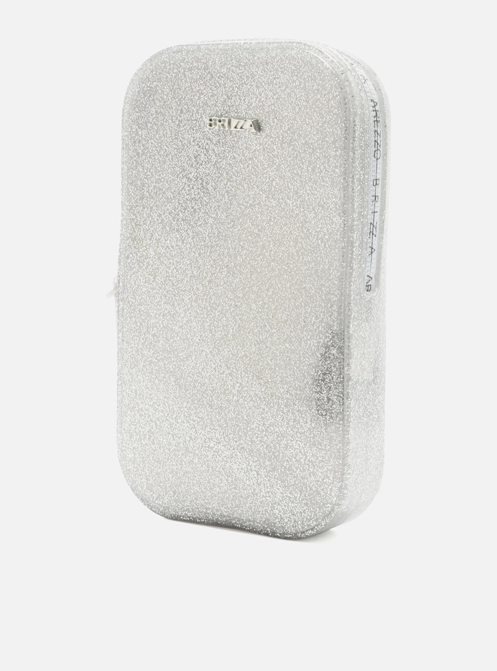 Mini Bolsa Glitter Prata Duda Porta-Celular