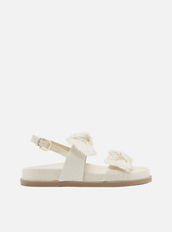 Sandália Rasteira Flatform Branca Arezzo Laços