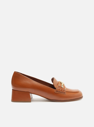 Loafer Marrom Arezzo Couro Bloco Medalha