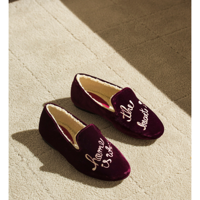 Homewear Schutz Loafer Lara Velvet Wine Zz Mall