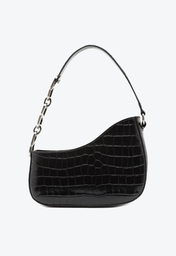 Bolsa Preta Schutz Média Baguette S-mmetric Couro Croco
