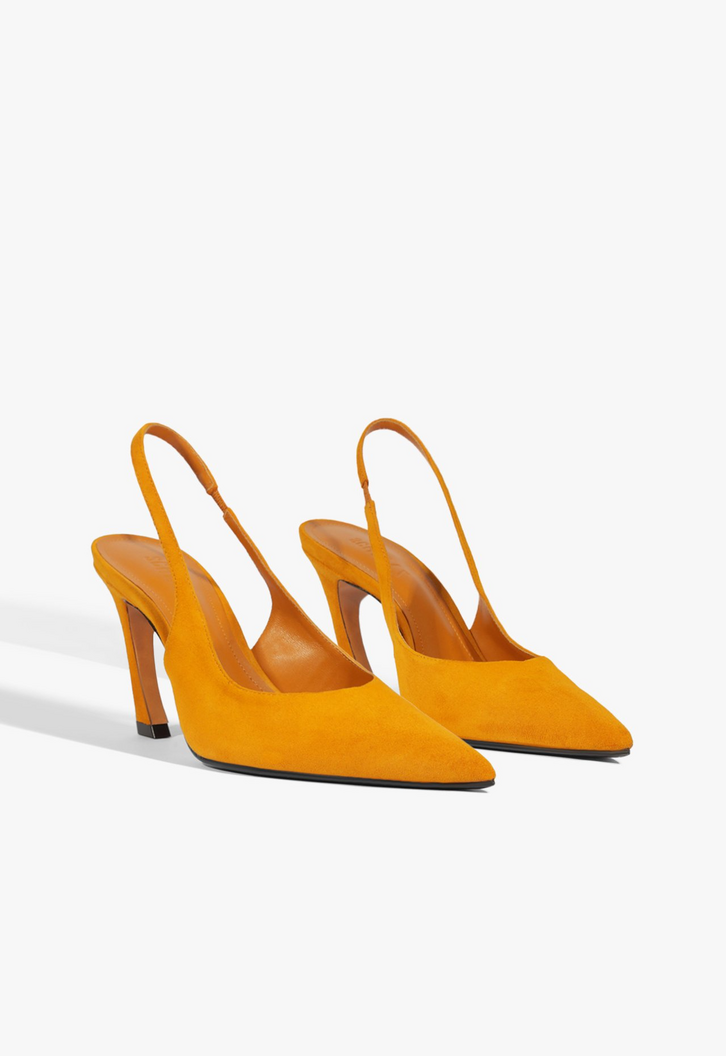 Scarpin Slingback Lexi Camurça Amarelo Mostarda