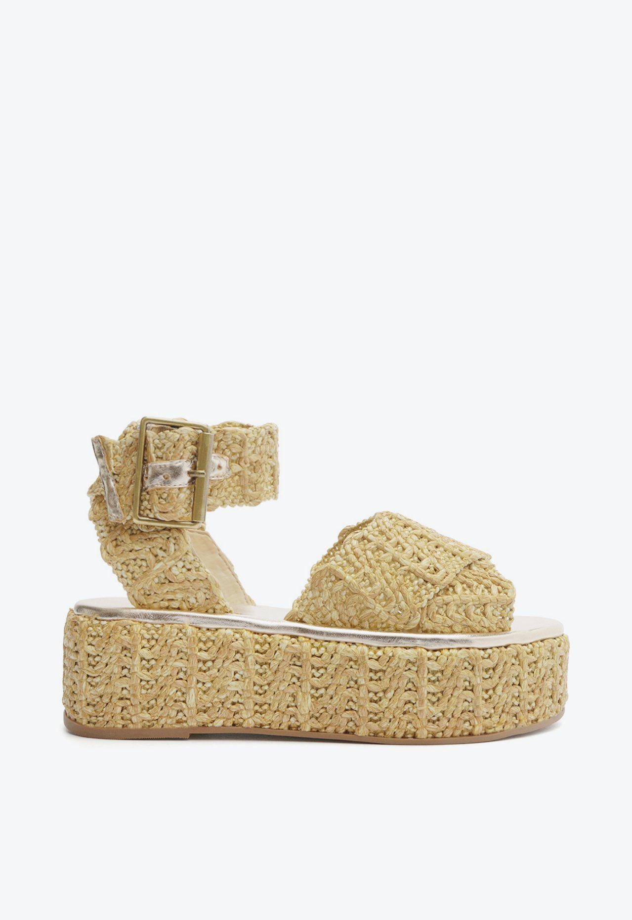 Sandália Plataforma Natural Schutz Ráfia | ZZ MALL