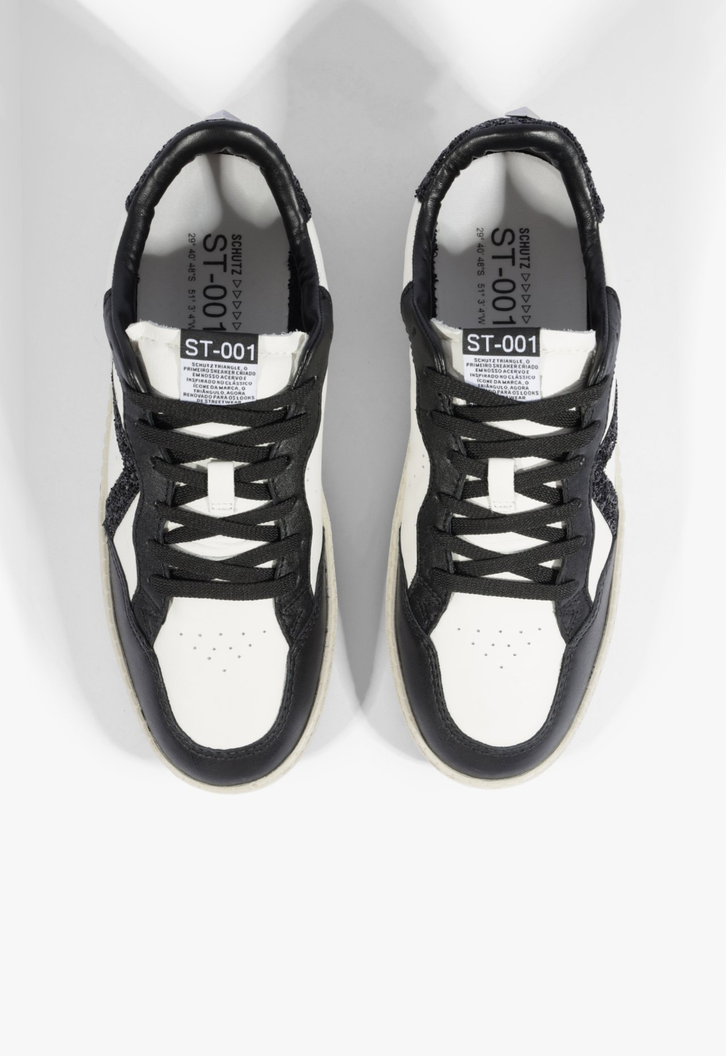 Tênis ST 001 Couro Branco e Preto