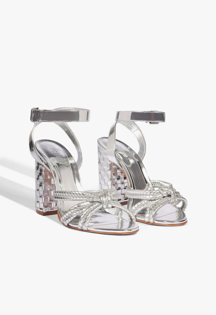 Sandália Kareena Woven Couro Prateada