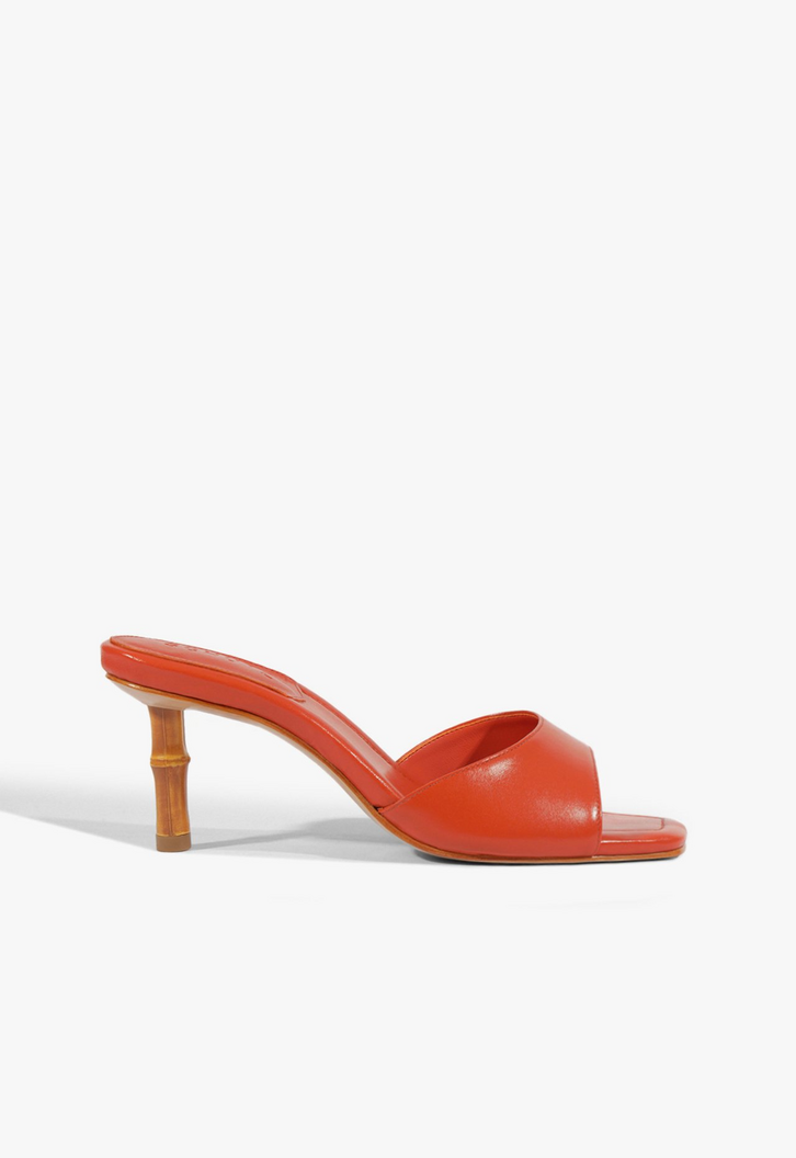 Tamanco Mule Leena Bamboo Couro Laranja