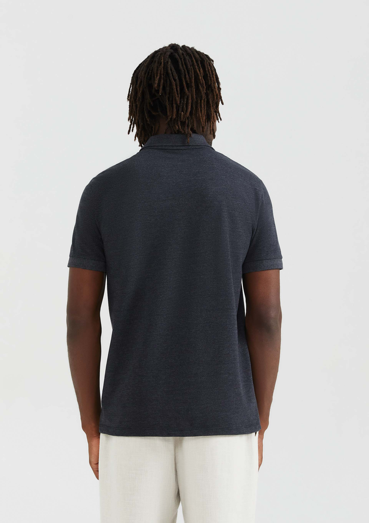 Camisa Polo Básica Cinza Escuro Hering Manga Curta Em Piquet