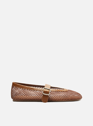 Sapatilha Marrom Arezzo Bonéca Tela Fivela