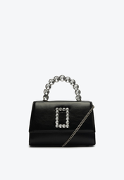 Bolsa Tiracolo Preta Schutz Pequena Couro Pedraria