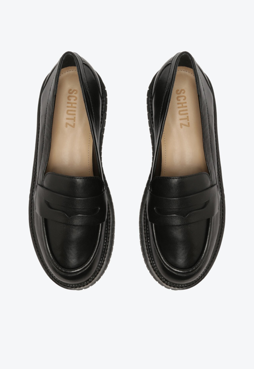 Sapato Mocassim Tratorado Viola Couro Preto