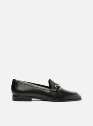 Mocassim Preto Couro Bico Fino Bridão