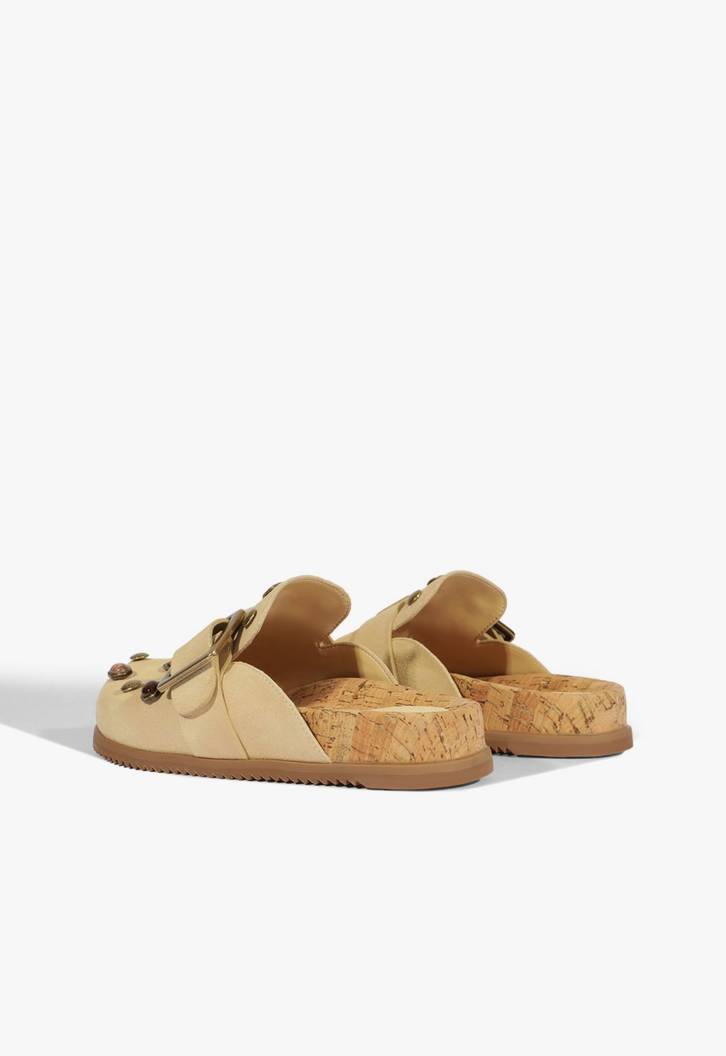 Clog Couro Bege