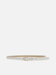 Cinto Branco Arezzo Couro Fino Fivela Metal Oval
