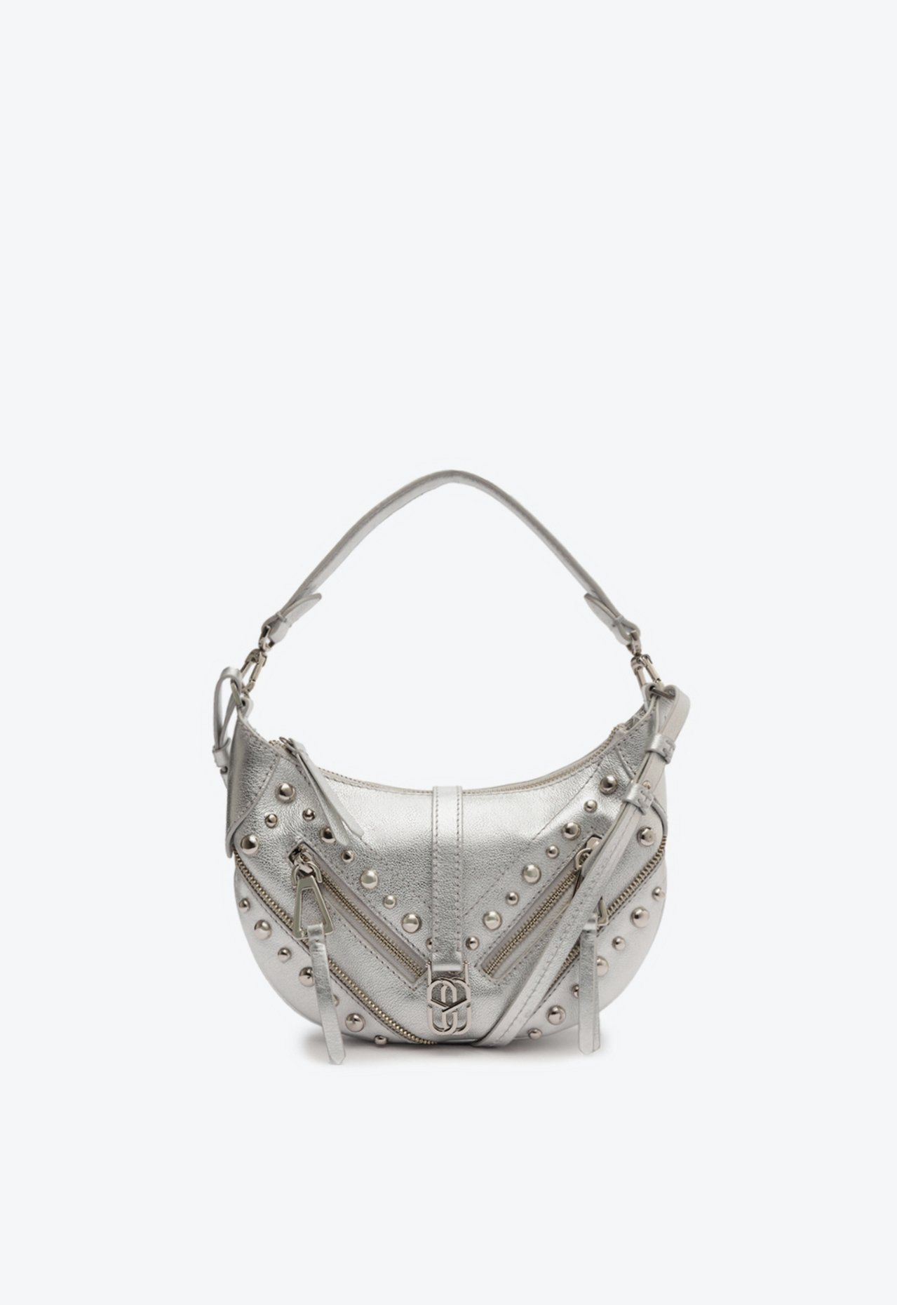 Bolsa Tiracolo Prata Schutz Pequena Violet Studs Couro | ZZ MALL