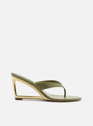 Tamanco Verde Arezzo Couro Salto Geométrico Flip Flop