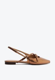 Sapatilha Slingback Salto Bloco Tiras Bronze