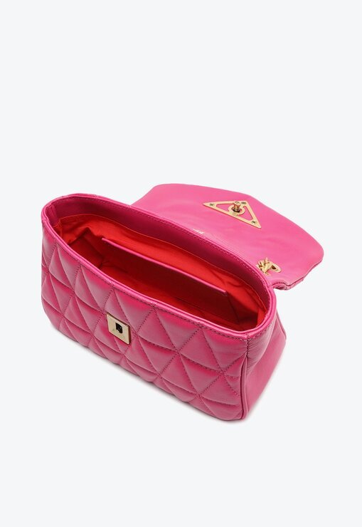 BOLSA TIRACOLO ROSA SCHUTZ PEQUENA NEW 944 COURO MATELASSÊ PINK