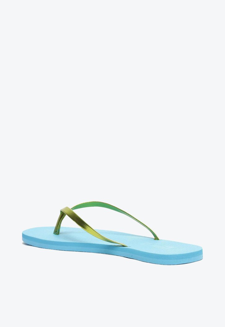 Chinelo De Dedo Azul Brizza Tira Metalizada Verde