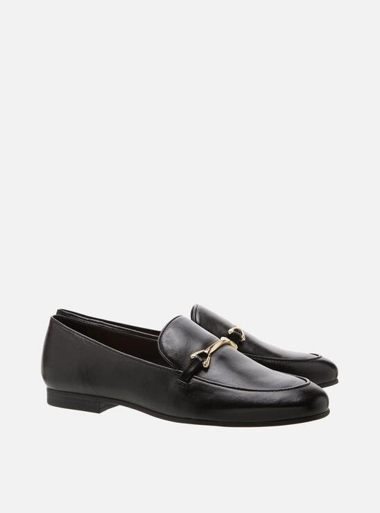 MOCASSIM PRETO AREZZO COURO RASTEIRO FIVELA