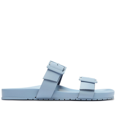 Rasteira Slide Azul Preta Anacapri Couro Fivelas