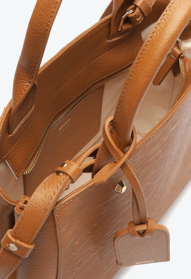 Tote Marrom Arezzo Couro Wave Bella Grande