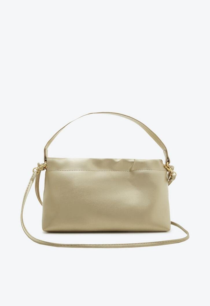 Bolsa Tiracolo Dourada Franzida Média