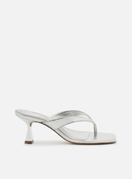 Sandália Prata Arezzo Salto Fino Flip Flop