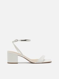 Sandália Branca Salto Médio Bloco