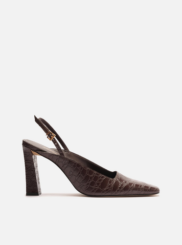 Scarpin Marrom Croco Slingback | ZZ MALL