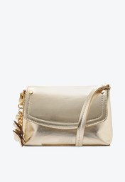 Bolsa Tiracolo Dourada Anacapri Pequena Chaveiro Flor