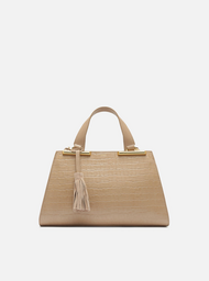 Bolsa Tote Bege Couro Croco Média Barbicacho