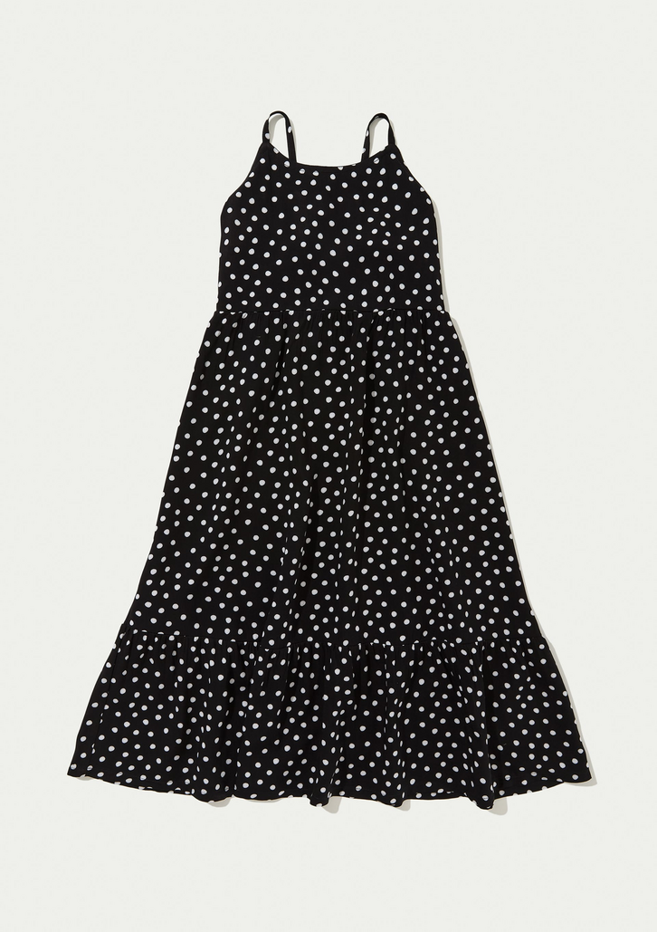 Vestido Hering Infantil Preto Midi Com Alças Finas