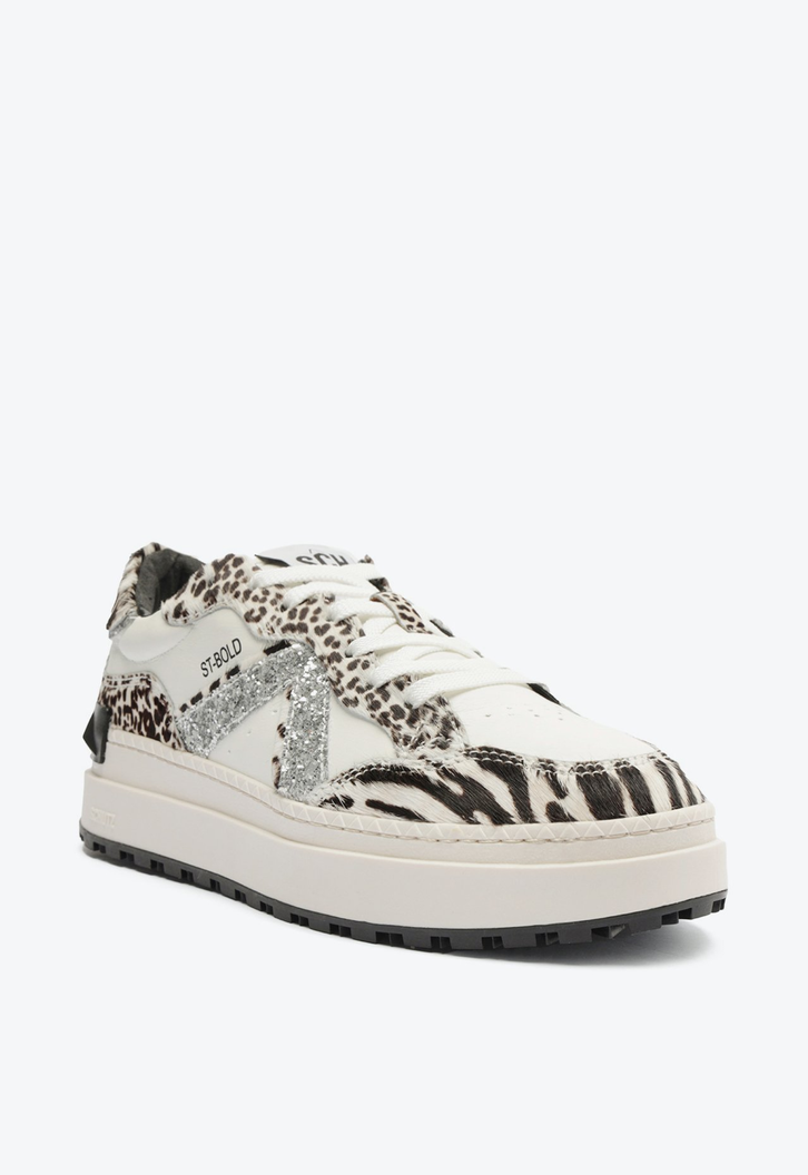 Tênis Flatform Schutz St Bold Textura Glitter Zebra