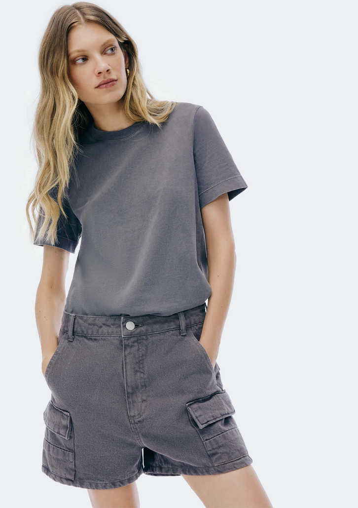Shorts Cinza Hering Cargo Em Sarja Estonada