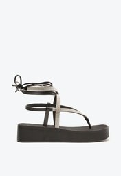 Sandália Flatform Preta Brizza Strass Amarração Bela