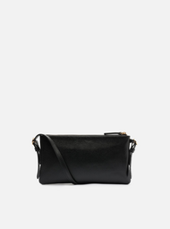 Bolsa Shoulder Preta Couro Média Detalhe Alça | ZZ MALL
