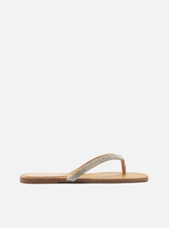 Rasteira Flop Nude Arezzo Strass Flip-