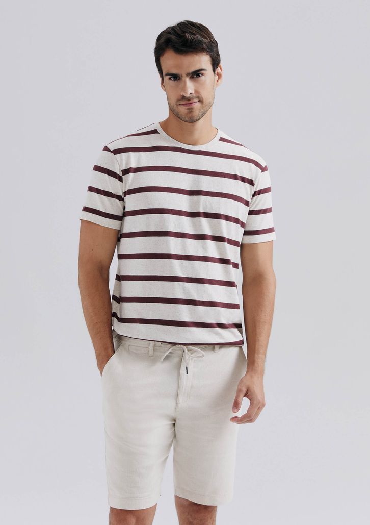 Bermuda Bege Hering Básica Masculina Chino Em Linho