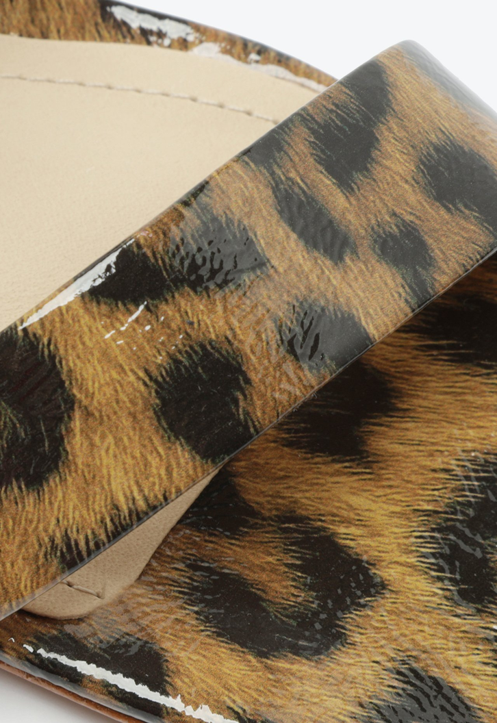 SANDÁLIA MULE SALTO COURO ANIMAL PRINT MARROM
