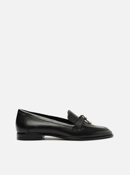 Mocassim Preto Arezzo Couro Detalhe Tira