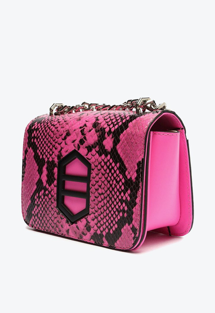 Bolsa Tiracolo Rosa Arezzo Couro Snake Karen Pequena
