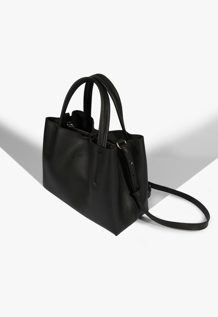 Bolsa Tote Liah Média Couro Preta | ZZ MALL