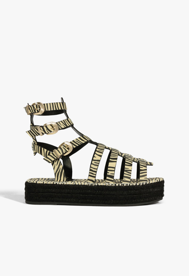 Sandália Flatform Gladiadora Schutz Baixa Corda Zebra | ZZ MALL