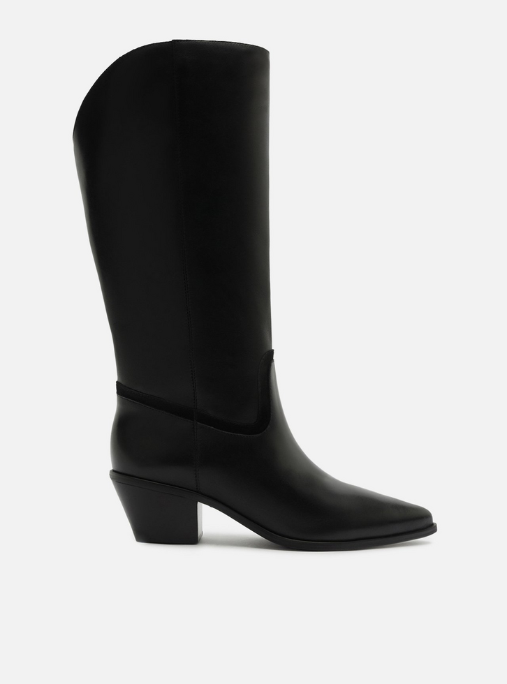 Bota Preta Cano Médio Salto Bloco