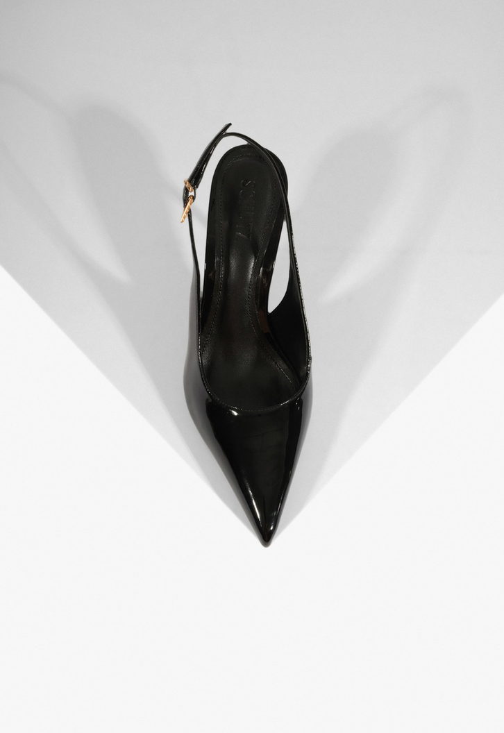 Slingback Salto Alto Fino Preto
