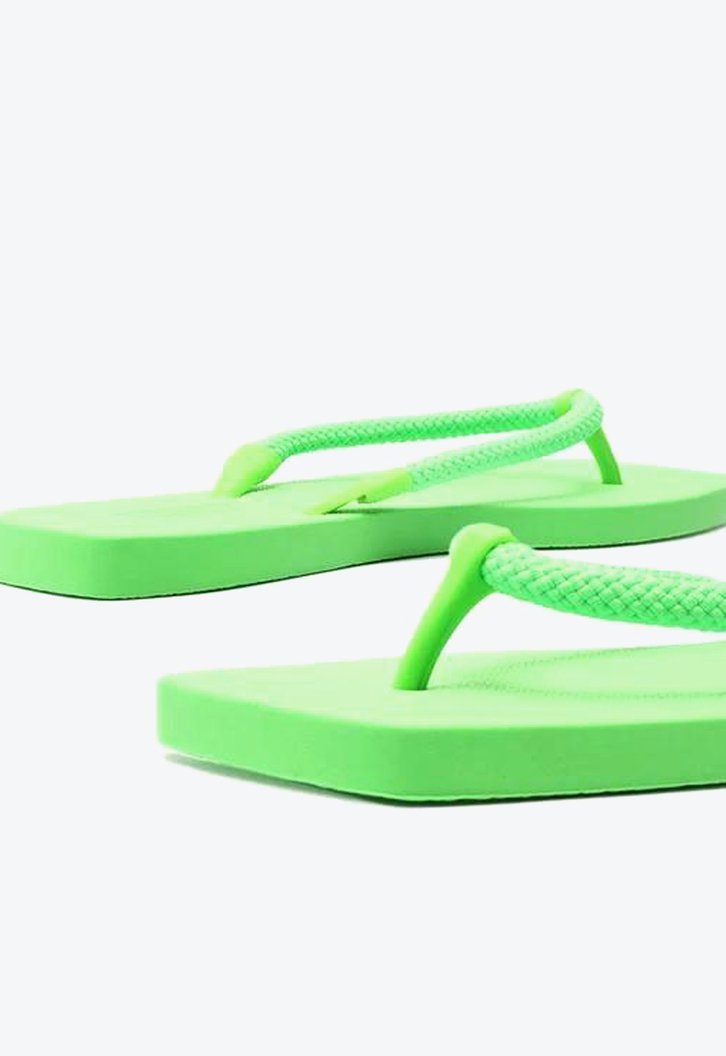 Chinelo Verde Neon Brizza Bico Quadrado Square