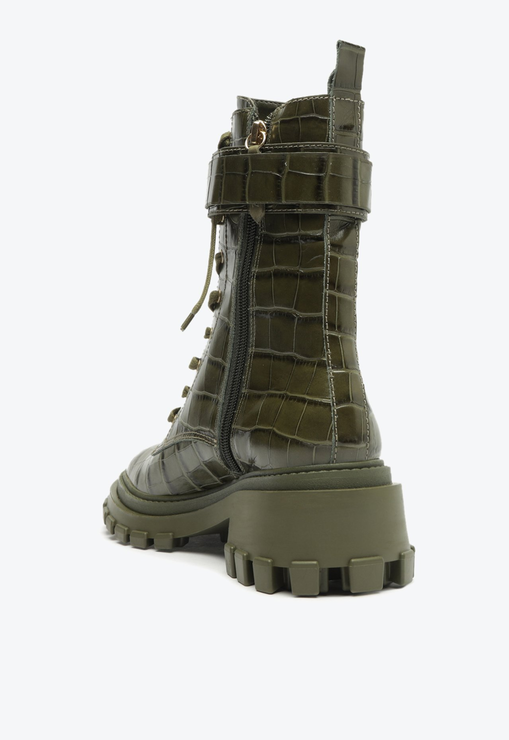 Bota Coturno Verde Militar Schutz Salto Bloco Tratorada