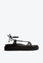 Sandália Flatform Preta Anacapri Amarração Tiras