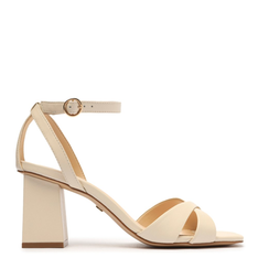 Sandália Off-White Arezzo Couro Salto Bloco Clássica