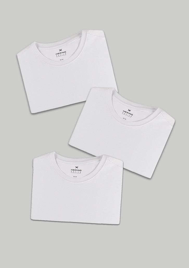 Kit 3 Camisetas Branca Hering Básicas Slim